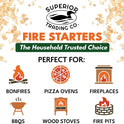 Superior Trading Fire Starter Pods in Resealable Packs - Fire Starters for Campfires, BBQ, Grill, Pit, Wood Stove & Charcoal Starter, 15-20-Min Burn, 30 Extra Large Pods, USA Made, Brown, 3.2 Lbs