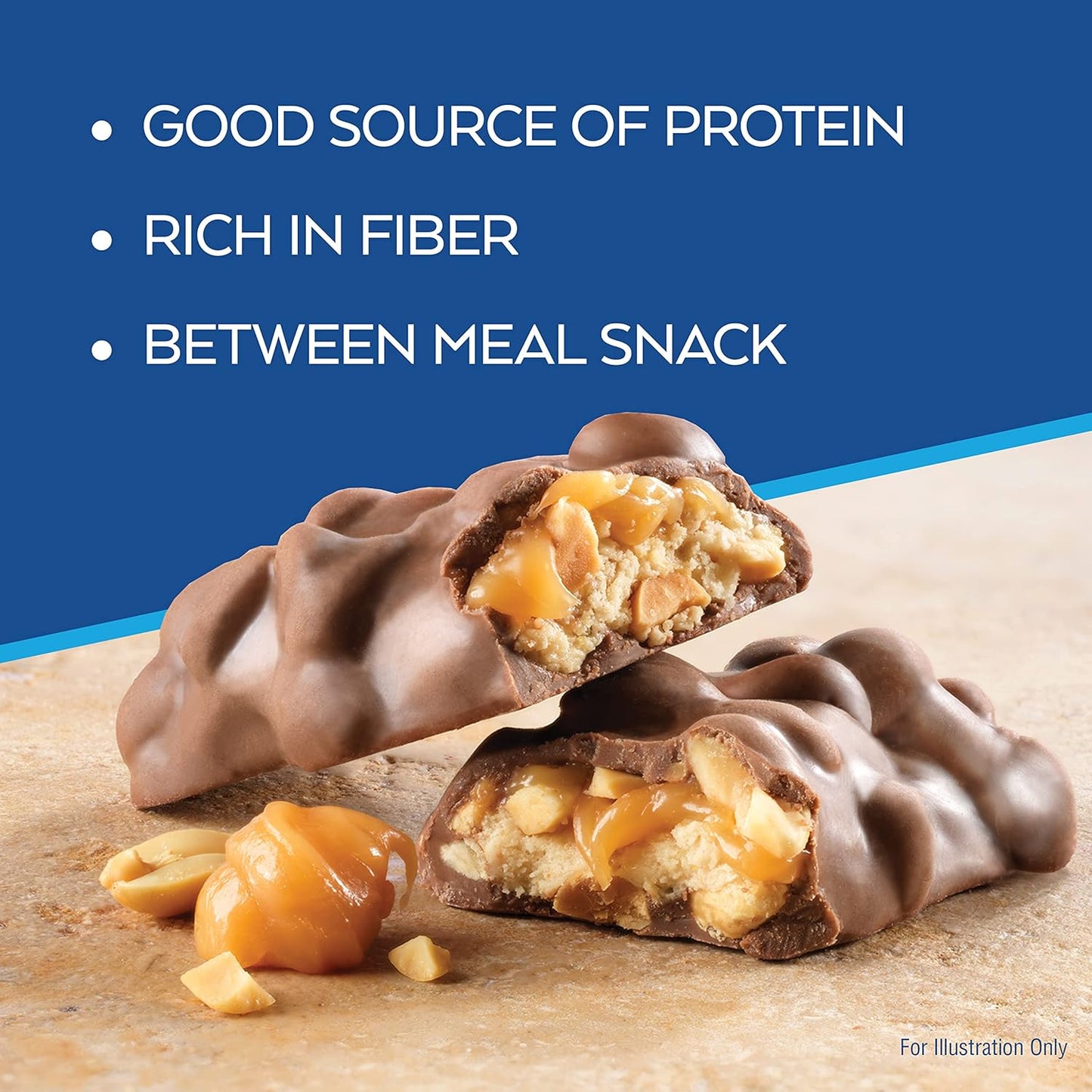 Atkins Caramel Chocolate Nut Roll Snack Bar, Protein Snack , 7g Protein, 2g Sugar, High Fiber Snack, 16 Count