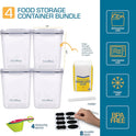 Flour Sugar Storage Containers (5.3L/4pk) Great Rice Canisters Sets For The Kitchen pantry, Large Food Storage Containers With Lids Airtight