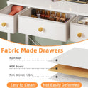 Small Makeup Vanity Desk 27.5''W with Mirror and Lights, Vanity Desk with 3 Fabric Drawers and Height-Adjustable Stand, Vanity Table for Girls Gifts, Bedroom and Small Spaces, White