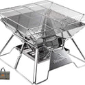 CAMPINGMOON Portable Stainless Steel Campfire Fire Pit Foldable Wood Burning Charcoal Grill for Camping Stove, Outdoor Cooking, Folding BBQ Grill 14-inch with Carry Bag MT-2