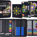 PRINA 81 Drawing Set Sketching Kit, Pro Sketch Pencils Art Supplies with Rainbow, Colored, Graphite, Watercolor, Metallic, Charcoal Pencil, Sketchbook, Coloring Book, Gift Case for Artists Adults Kids