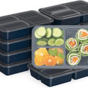 Bentgo Prep - 20-Piece 3-Compartment Reusable Meal Prep Containers with Lids, PFAS & BPA Free Materials, Durable, Microwave, Freezer, & Dishwasher Safe To Go Food Storage (Navy Blue)