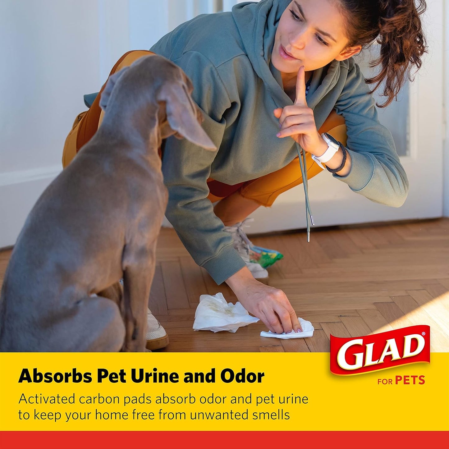 Glad for Pets Black Charcoal Puppy Pads, 23"x23" Disposable Pee Pad That Absorbs & Neutralizes Urine Instantly, Activated Carbon Training Pads For Dogs, Potty Training Supplies - 100 Count