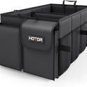 HOTOR Trunk Organizer - Car Organizer, Foldable Trunk organizer for SUVs & Sedans, Sturdy Car Organization for Car Accessories, Tools, Sundries, Black, 2 Compartments, 21.3"×12.6"×10.6"