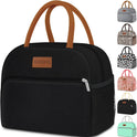 Coobiiya Lunch Box Lunch Bag for Women Adults Men, Reusable Cute Lunch Pail bag - Leakproof, Insulated Lunch Box Tote with Large Capacity, Cooler Lunch Container for Work/Travel/Office (Black)