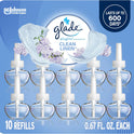 Glade PlugIns Refills Air Freshener, Scented and Essential Oils for Home and Bathroom, Clean Linen, 6.7 Fl Oz, 10 Count (Packaging May Vary)
