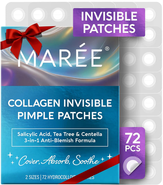 MAREE Pimple Patches for Face - Acne Clearing Device - Clear Acne Patches for Face - Invisible Hydrocolloid Patch Parches Para Acne Stickers Zit Dots - Cystic Zit Healing Blemish Pinple Covers