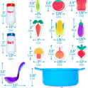 Tub Works® Tub Soup™ Scoop, Strain & Play Toddler Bath Toy | Floating Foam Veggies, Ladle for Scooping & Soup Pot for Straining | Pretend Play Cooking Kids Bath Toys | Creative Bathtub Toys
