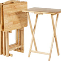 Foldable TV Dinner Tray Table with Storage Rack, 14.6 L x 19 W x 26 H inch, Natutral, 4-Pack