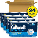Cottonelle Ultra Comfort Toilet Paper with Cushiony CleaningRipples Texture, Strong Bath Tissue, 24 Family Mega Rolls = 108 Regular Rolls (4 Packs of 6)