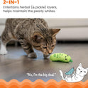 Catstages Crunchy Pickle Kicker Toy with Catnip and Dental Mesh, Pickle Shape, Plush and Crinkle Cat Toy for Kicking, Tossing, and Teeth Cleaning, Green