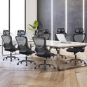 Sweetcrispy Office Computer Desk Chair, Ergonomic High-Back Mesh Rolling Work Chairs with Wheels and Adjustable Headrests, Comfortable Lumbar Support, Comfy Flip-up Arms for Home,Bedroom,Study, Black