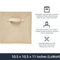 Collapsible Fabric Storage Cubes Organizer with Handles, Sturdy, Beige, 10.5-x-10.5-x-11-inch, Pack of 6