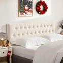 Tufted Upholstered Headboard Queen Size, Sturdy and Durable Solid Wood Bed headboard, Fabric Headboard Adjustable Height from 37” to 51”, Modern Button Diamond Design Head Board, Beige