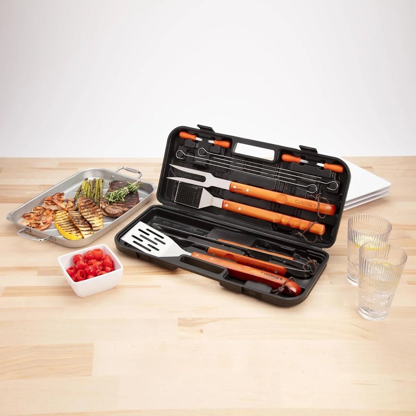 Cuisinart 13-Piece Grill Tool Set, Stainless-Steel BBQ Utensils & Accessories - Cart Shape