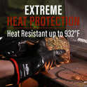 RAPICCA 932°F Heat Resistant BBQ Grill Gloves: Oil Resistant Waterproof for Smoking Grilling Cooking Barbecue Deep Frying Turkey Rotisserie Handling Hot Greasy Meat | Great Stocking Stuffers for Men