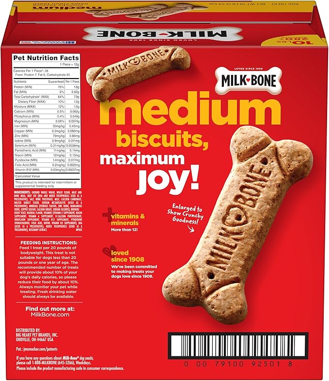 Milk-Bone Original Dog Treats Biscuits for Medium Dogs, 10 Pound