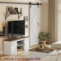 VASAGLE Farmhouse TV Stand for TVs up to 65 Inches, Entertainment Center with Storage Cabinets and Sliding Barn Doors, Media Console Table for Living Room, Rustic White and Honey Brown ULTV535W01