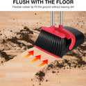 NACENA Broom and Dustpan Set, 52-in Long Adjustable Handle Broom Dustpan Combo with Dustpan Teeth to Automatically Clean Hair Suitable for Home Kitchen Office Hall Floor（Black&Red）