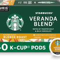 Starbucks K-Cup Coffee Pods, Starbucks Blonde Roast Hot or Iced Coffee, Veranda Blend, 40 Keurig Pods