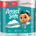 Angel Soft Toilet Paper, 6 Super Mega Rolls = 36 Regular Rolls, Soft and Strong Toilet Tissue