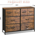 WLIVE Dresser for Bedroom with 8 Drawers, Wide Fabric Dresser for Storage and Organization, Bedroom Dressers, Chest of Drawers for Living Room, Closet, Entryway, Rustic Brown Wood Grain Print