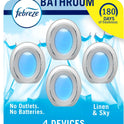 Febreze Bathroom Air Freshener, Odor-Fighting, Plug In Alternative, Air Fresheners for Home and Bathroom and Kitchen, Closet Air Fresheners, Linen & Sky Scent, 4 Count