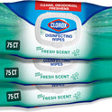 Clorox Disinfecting Wipes Flex Pack, Bleach Free, Fresh Scent, 75 Count, Pack of 3 (Pack May Vary)