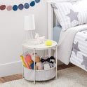 Storage End Table, Side Table with Cloth Basket, White/Heather Gray, 17.7"L x 17.7"W x 18.9"H