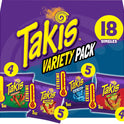 Takis 18 pc / 1 oz Variety Pack, Assorted Flavored Mixed Rolled Tortilla Chips – (5) Fuego, (5) Blue Heat, (4) Nitro, (4) Crunchy Fajitas
