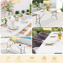 Set of 2 Folding Table 6 FT Lightweight Camping Table Portable Plastic Rectangular Outdoor Dining Table Steel Legs Fold-in-Half with Carrying Handle for Indoor,Picnic,Party,Wedding,Events(White)