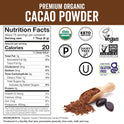 Organic Cacao Powder, Unsweetened, 1 lb (454 g) – Rich Dark Chocolate Flavor, Perfect for Baking, Smoothies & Hot Chocolate – Vegan, Keto, Paleo, Non-GMO & Gluten-Free Cocoa Powder