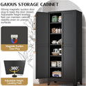 75.2" Tall Storage Cabinet, Pantry Storage Cabinets with 2 Door and 5 Adjustable Shelves, Black Kitchen Food Cabinet, Metal Utility Cabinets for Kitchen, Dinning Room, Laundry Room