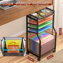 5-Tier Rolling File Cart with Hanging File Folders, Mobile Desk File Organizer on Lockable Wheels, Wood & Mesh Paper Letter Sliding Trays Organization for Office, Home, School, Patent