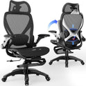 ELABEST X100 Ergonomic Office Chair with Footrest, Big and Tall Home Desk Chair with 5D Flip-Up Arms, Adjustable 3D Lumbar Support,High Back Rolling Computer Chair, Swivel Mesh Chairs (Midnight Mist)