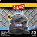 Glad Large 30 Gallon Trash Bags, Clorox Mountain Air Heavy Duty Garbage Bags, Forceflex with Drawstring, 50 Count (Packaging May Vary)