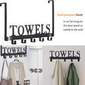 Over The Door Hooks, Towel Holder for Bathroom, Door Mount Towel Rack Towel Hooks for Bedroom Beach Towels Bathrobe Wall Mount Hang on The Door Cabinet Cupboard Metal Sandblasted (Black)