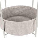 Storage End Table, Side Table with Cloth Basket, White/Heather Gray, 17.7"L x 17.7"W x 18.9"H