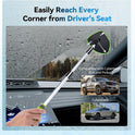 XINDELL Extendable Windshield Cleaner for Car, Long Handle Car Interior Glass Cleaning Tool with Pivot Head – Reusable Microfiber Pads, Streak-Free Auto Detailing Kit for SUV Truck