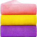 3 Pieces African Net Bath Sponge African Exfoliating African Scrubbing Long Net Rag African Wash Net Shower Body Scrubber, Yellow Pink Purple