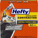 Hefty Load & Carry Heavy Duty Contractor Large Trash Bags, 42 Gallon, 26 Count