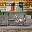Furmax Sectional Couches for Living Room, U-Shaped Sofa Couch with Linen Fabric, 4 Seat Sofa Set with Double Chaise for Apartment (Fabric, Grey)