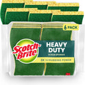 Scotch-Brite Heavy Duty Scrub Sponge, 6 Kitchen Sponges Designed for Tough Messes in the Kitchen that Last 3X Longer*, Best for Cast Iron Skillets and Outdoor Grills, Flexible, Durable, and Strong