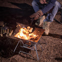CAMPINGMOON Portable Stainless Steel Campfire Fire Pit Foldable Wood Burning Charcoal Grill for Camping Stove, Outdoor Cooking, Folding BBQ Grill 14-inch with Carry Bag MT-2