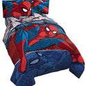 Jay Franco Marvel Spiderman Burst 4 Piece Twin Bed Set - Includes Reversible Comforter & Sheet Set - Bedding - Super Soft Fade Resistant Microfiber - (Official Marvel Product)