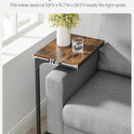 VASAGLE C-Shaped End Table, Side Table for Sofa, Couch Table with Metal Frame, Small TV Tray Table for Living Room, Bedroom, Rustic Brown and Black
