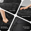 Bean Bag Chairs for Adults Giant Bean Bag Chair Memory Foam BeanBag Chair Bean Bag Sofa with Filler Faux Fur Fireside Beanbags Lazy Sofa for Living Room Bedroom Office (Black Plush, Single)