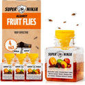 Super Ninja Fruit Fly Traps for Indoors - 4 Pack, Highly Effective Fruit Fly Catcher for Indoor Use for Home & Kitchen, Up to 3 Weeks of Performance per Bottle, Kid & Pet Friendly