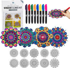Hula Home Stained Glass Mandala Art Kit - DIY Window Clings with Markers, 10 Suncatchers - Perfect Hobby for Adults, Kids, Teens & Seniors - Ideal Gift for Beginners, Women & Elderly